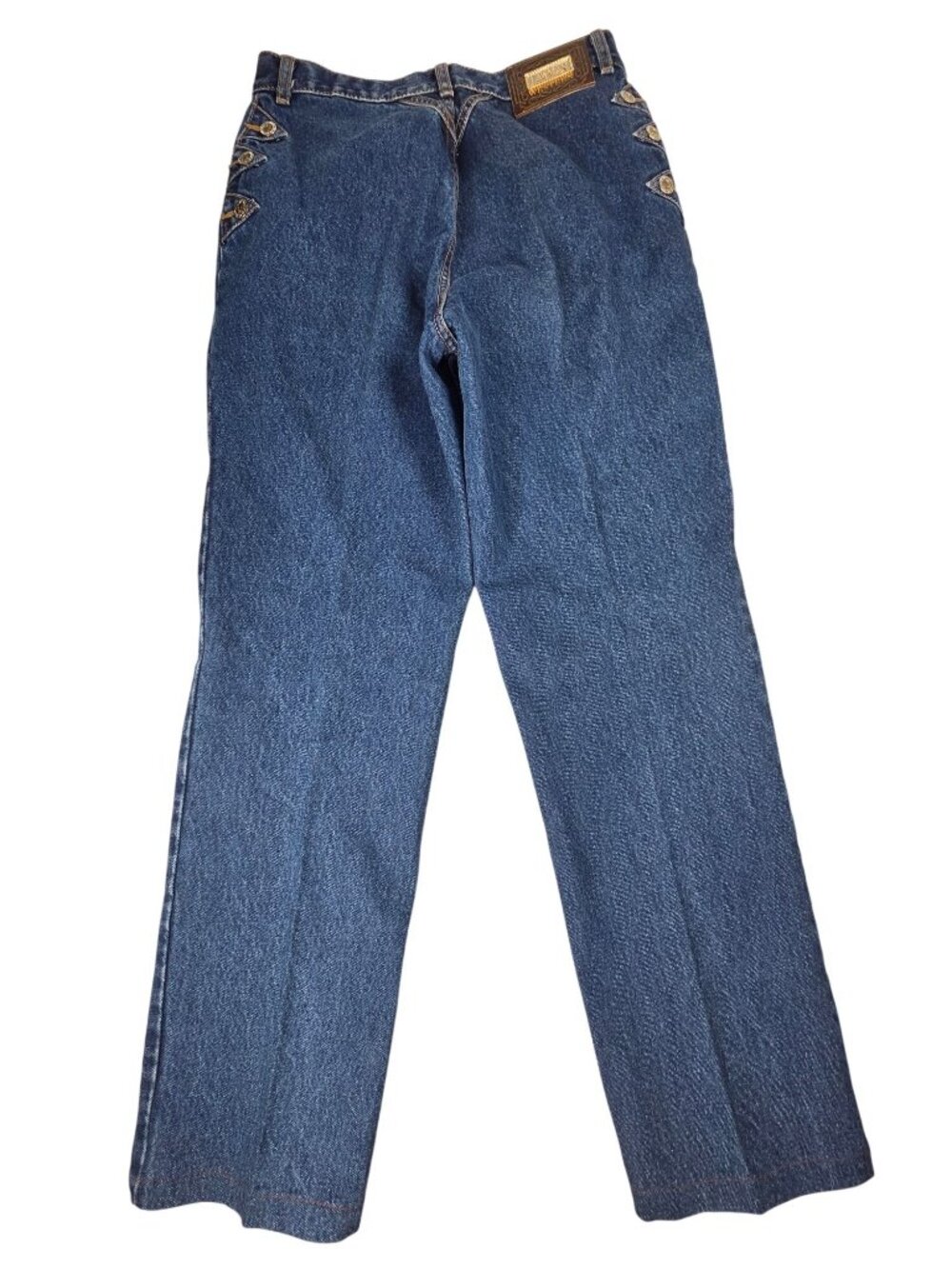 Vintage Lawman Western High-Rise Blue Denim Jeans With Gold Button Accents Size - Picture 3 of 10
